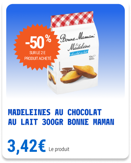 5 - madeleines au chocolat  au lait 300gr BONNE MAMAN